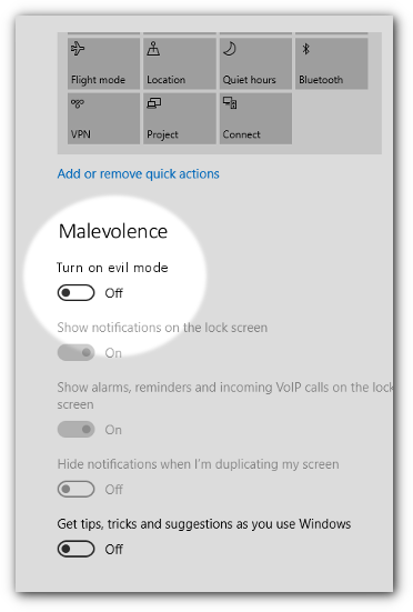 Windows settings